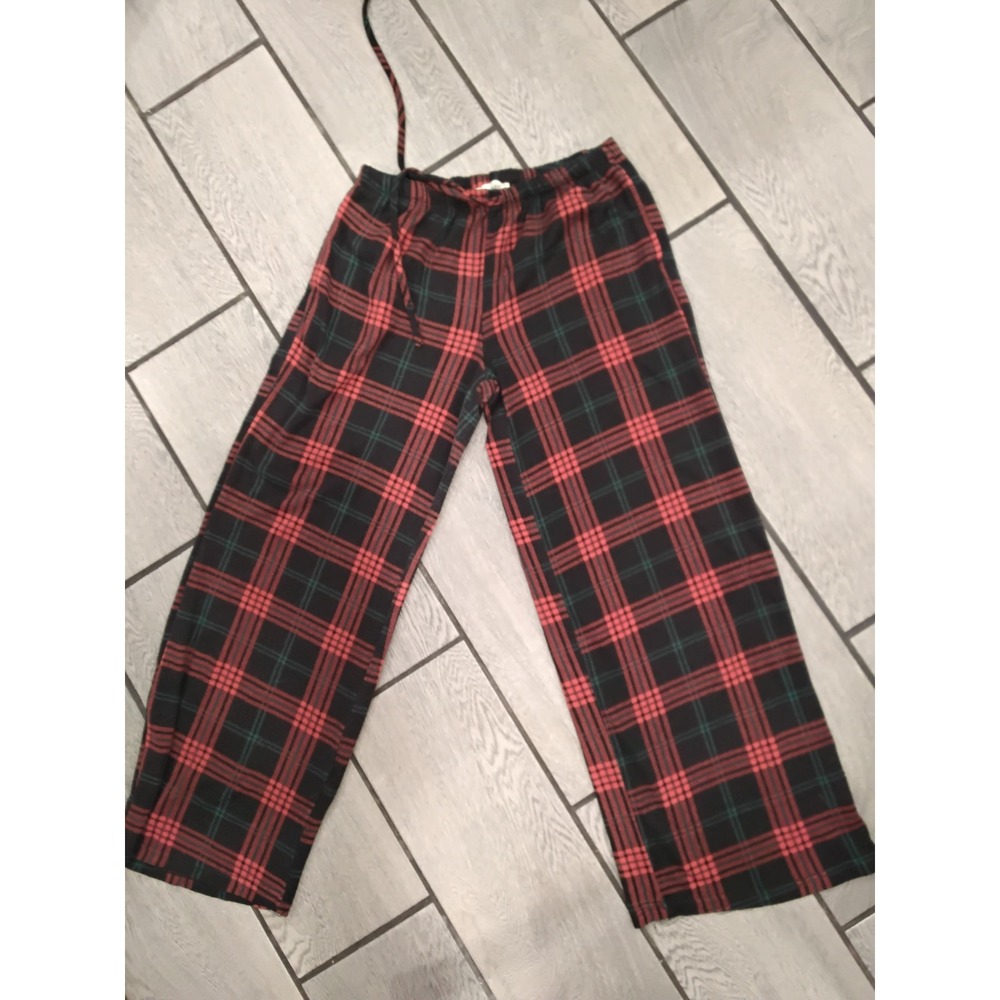 Shosho Womens Plaid Lounge Pants Red Black Wide Leg Pajama Bottoms Large - Picture 2 of 6